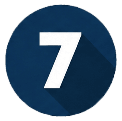 מספר 7 בעיגול כחול